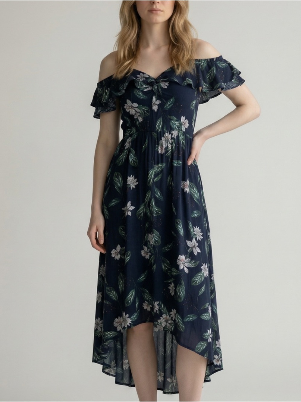 Cotton On Off-Shoulder Flutter Sleeve Floral peekaboo Front Dress Island Resort